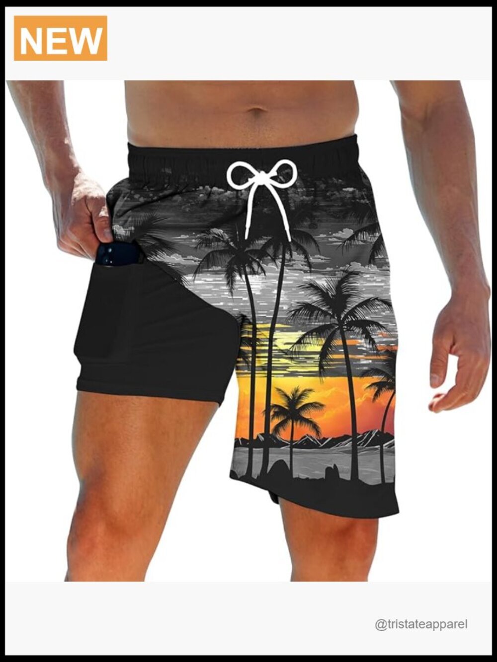 Men's 9 inch Board Shorts with Compression Liner Quick Dry Swim Trunks with